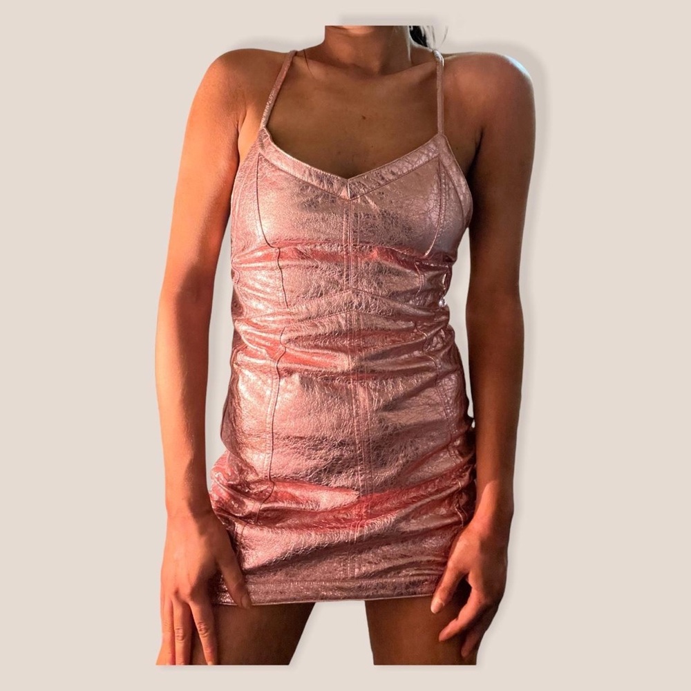 For Love & Lemons Luna Pink Metallic Dress
